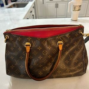 Louis Vuitton Monogram Brown and Red Shoulder Bag